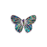 Paua Shell Elegant Butterfly Brooch by Byzantium, 35mm in size, Rhodium Plated