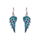 Paua Shell Angel Wings Drop Earrings, Rhodiium Plated