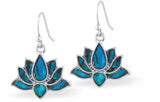 Paua Shell Lotus Blossom Drop Earrings 20mm in size  Rhodium Plated, hypoallergenic Nickel, Lead and Cadmium free See matching necklace P1340 Delivered in a soft, black, velveteen pouch