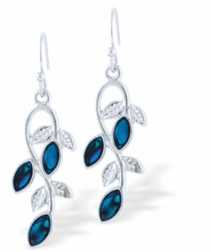 Paua Shell Weeping Willow Drop Earrings, Rhodium Plated