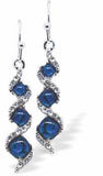 Paua Shell Classic Twirling Triple Drop Earrings With Crystal, Rhodium Plated, 25mm in size