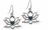 Paua Shell Lotus Blossom with Central Heart Drop Earrings