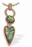 Rose Gold Coloured Paua Shell Embellished Heart Doubledrop Necklace