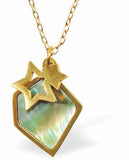 Paua Shell Stars in the Firmament Necklace, Rhodium Plated, Golden Framed/Chain