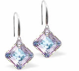 Austrian Crystal Multi Faceted Oblique Square Drop Earrings in Vitrail Light