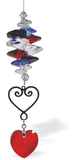 Sparkling Multi Faceted Crystal Suncatcher  Featuring a Large Siam Red Crystal Heart Drop Rhodium Plated Heart Link Drop: 23cm from hanging loop to bottom (Approximate) Hang in the window or near a light source for full effect Delivered in a soft, black, velveteen pouch