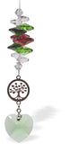 Crystal Suncatcher, Multi Faceted with a Crystal Heart Drop