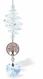 Sparkling Crystal Suncatcher by Byzantium with Multi Faceted Crystal completed with a Large Aurora Borealis Heart Drop and Beautiful Tree of Life Embellishment