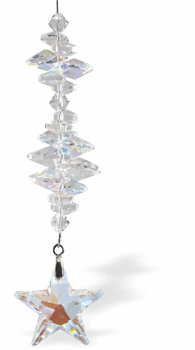 Sparkling Crystal Suncatcher by Byzantium with Multi Faceted Crystals completed with an Aurora Borealis Crystal Large Star Drop