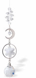 Austrian Crystal Suncatcher, Multi-faceted Crystals with Sphere Crystal Drop, Crescent Moon and Encircled Snowflakes Crystal