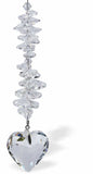 Crystal Suncatcher, with Multi Faceted Crystals and Large Clear Crystal Faceted Heart Drop