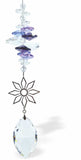 Austrian Crystal Suncatcher, Multi-faceted Crystals with Oval Crystal Drop and Rhodium Plated Sun Shining Link