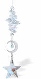 Austrian Crystal Suncatcher, Multi-faceted Crystals with Star Crystal Drop and Rhodium Plated Crescent Moon Link