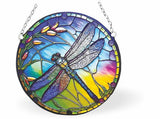 Window art decoration with beautiful Dragonfly in Flight Circular window decoration with chain to hang 15cm in size Hang in the window or near a light source