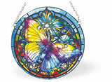 Window art decoration with beautiful Butterfly in Flight Circular window decoration with chain to hang 15cm in size Hang in the window or near a light source