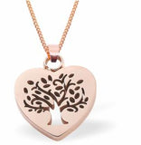Tree of Life Heart Necklace Rose Gold Coloured Titanium Steel 12mm drop Hypoallergenic: Nickel, Lead and Cadmium Free  Delivered in a soft, black, velveteen pouch