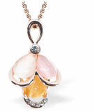 Warm Rose Gold Coloured Fluttering Bee Necklace with Crystal Embellishment by Byzantium.