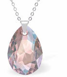 Austrian Crystal Multi Faceted Special Cut Peardrop Necklace in Light Rose Pink Shimmer with a choice of chains