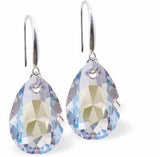 Crystal Multi Faceted Special Cut Peardrop Drop Earrings in Clear Crystal Shimmer