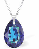 Austrian Crystal Multi Faceted Special Cut Peardrop Necklace in Bermuda Blue with a choice of chains