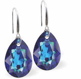 Crystal Multi Faceted Special Cut Peardrop Drop Earrings in Bermuda Blue