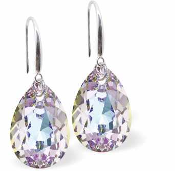 Crystal Multi Faceted Special Cut Peardrop Drop Earrings in Vitrail Light