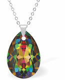 Austrian Crystal Multi Faceted Special Cut Peardrop Necklace in Vitrail Medium with a choice of chains