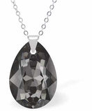 Austrian Crystal Multi Faceted Special Cut Peardrop Necklace in Silver Night with a choice of chains