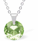 Austrian Crystal Cute Special Cut Circlets Necklace in Peridot Green with a Choice of Chains