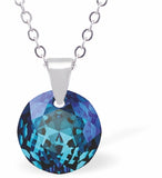 Austrian Crystal Cute Special Cut Circlets Necklace in Bermuda Blue with a Choice of Chains
