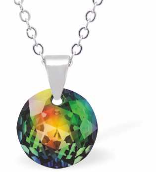 Austrian Crystal Cute Special Cut Circlets Necklace in Two Tone Vitrail Medium with a Choice of Chains