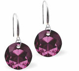 Austrian Crystal Multi Faceted Round Drop Earrings in Amethyst Purple