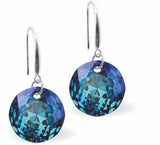 Austrian Crystal Multi Faceted Round Drop Earrings in Bermuda Blue