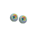 Austrian Crystal Round Raindrop Stud Earrings, Two Sizes in Aurora Borealis, Sterling Silver Earwires