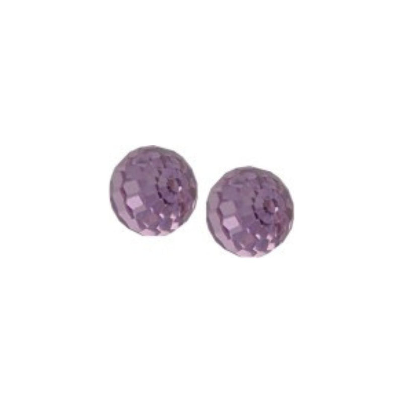 Austrian Crystal Round Raindrop Stud Earrings in Violet Purple, Sterling Silver Earwires