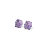 Austrian Crystal Oblique Cube Stud Earrings, 4mm and 6mm in size in Violet Purple with Sterling Silver Earwires