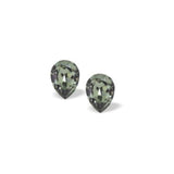 Austrian Crystal Pear Shape Stud Earrings in Black Diamond with Sterling Silver Earwires