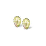 Austrian Crystal Pear Shape Stud Earrings in Luminous Green with Sterling Silver Earwires