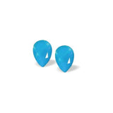 Austrian Crystal Pear Shape Stud Earrings in Turquoise blue with Sterling Silver Earwires