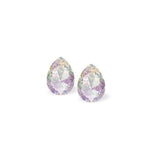 Austrian Crystal Pear Shape Stud Earrings in White Patina with Sterling Silver Earwires