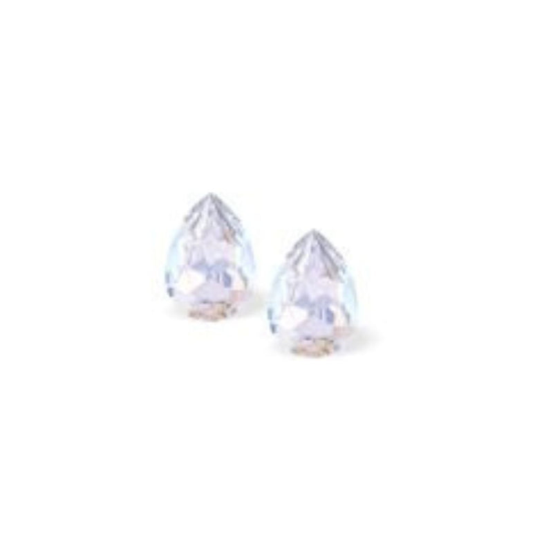 Austrian Crystal Pear Shape Stud Earrings in Moonlight with Sterling Silver Earwires