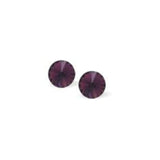 Austrian Crystal Round Eclipse Stud Earrings in Amethyst Purple Available in Two sizes with Sterling Silver Earwires