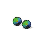 Austrian Crystal Round Eclipse Stud Earrings in Vitrail Medium with Sterling Silver Earwires