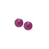 Austrian Crystal Round Eclipse Stud Earrings in Fuchsia Pink, Available in Two sizes with Sterling Silver Earwires