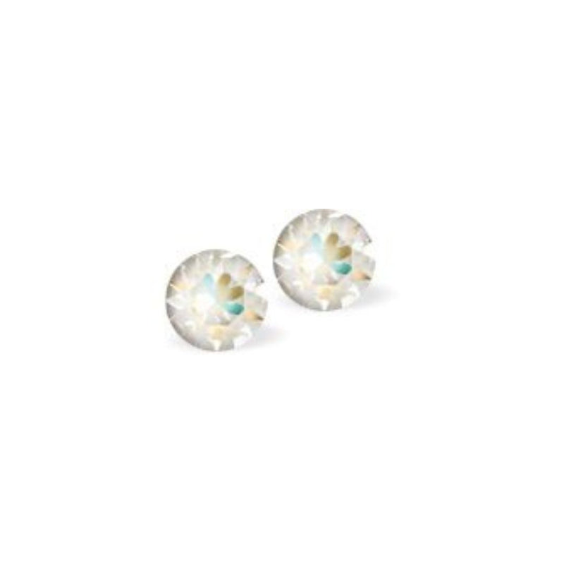 Austrian Crystal Diamond-shape Stud Earrings in Light Grey Delite with Sterling Silver Earwires