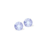 Austrian Crystal Diamond-shape Stud Earrings in Air Blue Opal in 2 sizes with Sterling Silver Earwires