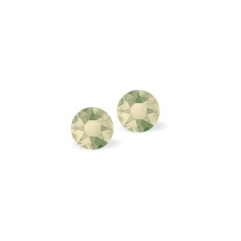 Austrian Crystal Diamond-shape Stud Earrings in Light Grey Opal with Sterling Silver Earwires