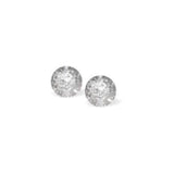 Austrian Crystal Diamond-shape Stud Earrings in Silver Patina in 2 sizes with Sterling Silver Earwires