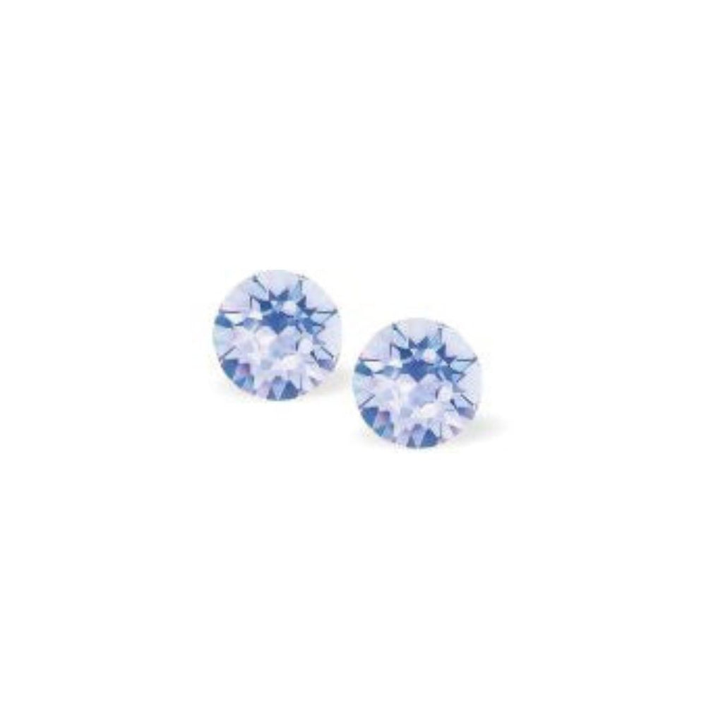 Austrian Crystal Diamond-style Stud Earrings in Provence Lavender, Available in Three Sizes with Sterling Silver Earwires