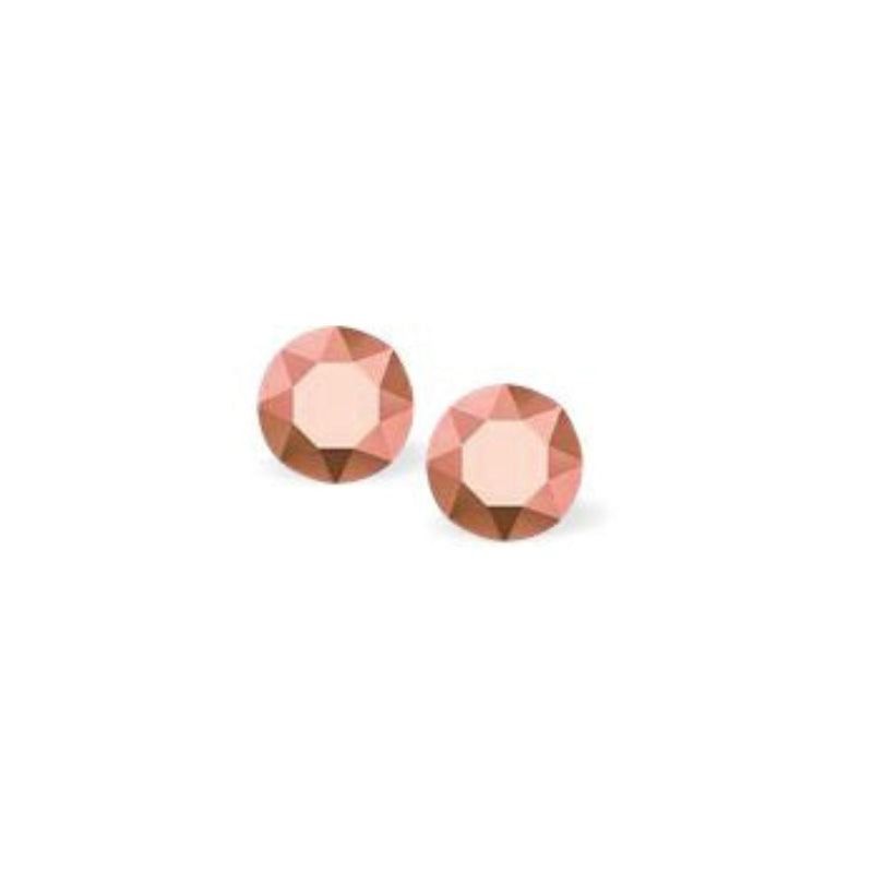 Austrian Crystal Diamond-shape Stud Earrings in Rose Gold 6mm in size with Sterling Silver Earwires